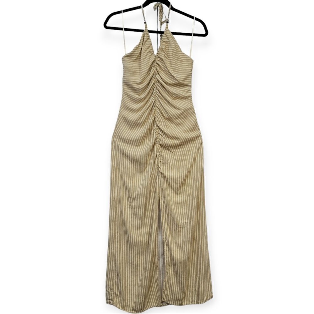 Zara contrasting striped halter midi dress, small